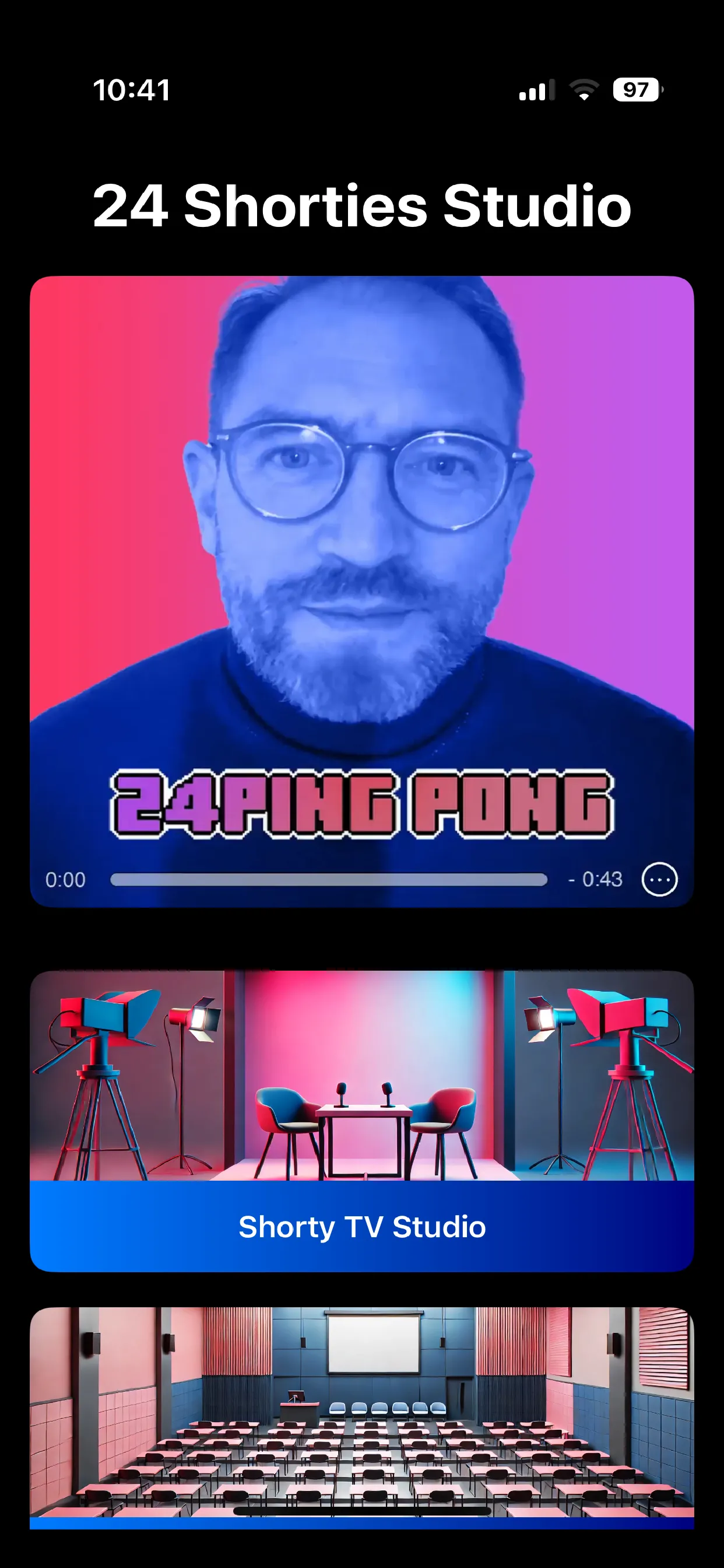 App: Startbildschirm 24 Shorties Studio